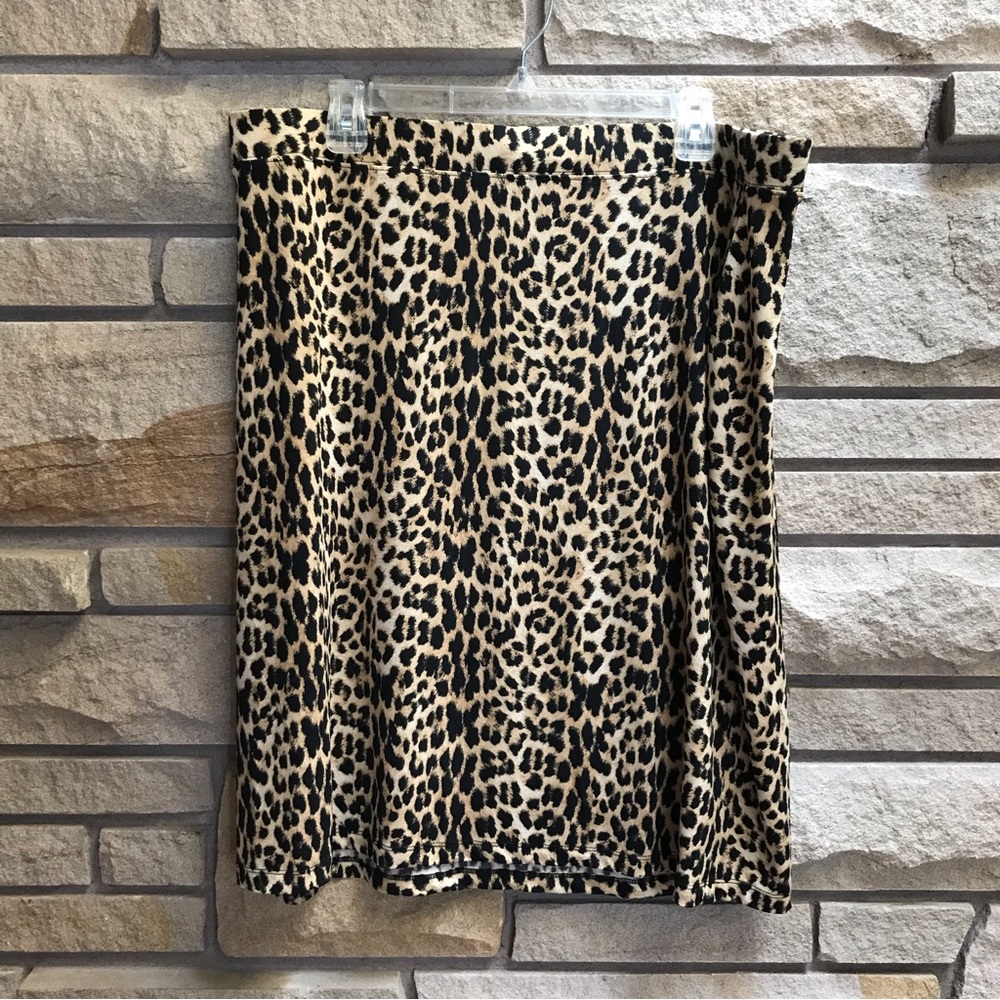 Jaclyn Smith Collection Animal Leopard Print Midi Skirt XL
